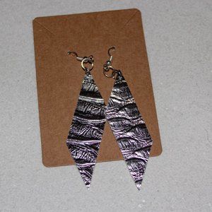 Silver faux leather earrings